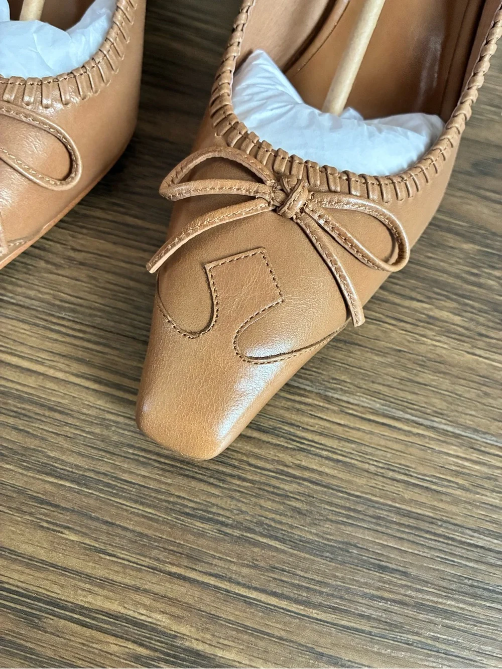 Free People “Amorette”Cognac Tan Leather Mary Jane Block Heels